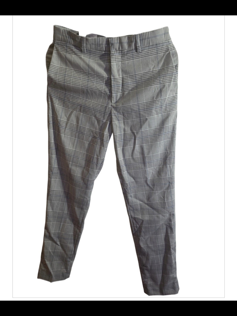 NWT H&M Slim Fit Plaid Ankle Pants Gray Black Glen Check W29